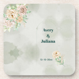 Porta-copo Earthy Shades Flowers Boho Elegant Sage Green