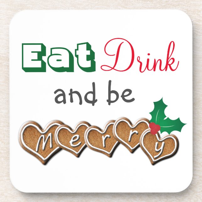 Porta-copo Eat, Drink and be Merry Christmas (Frente)