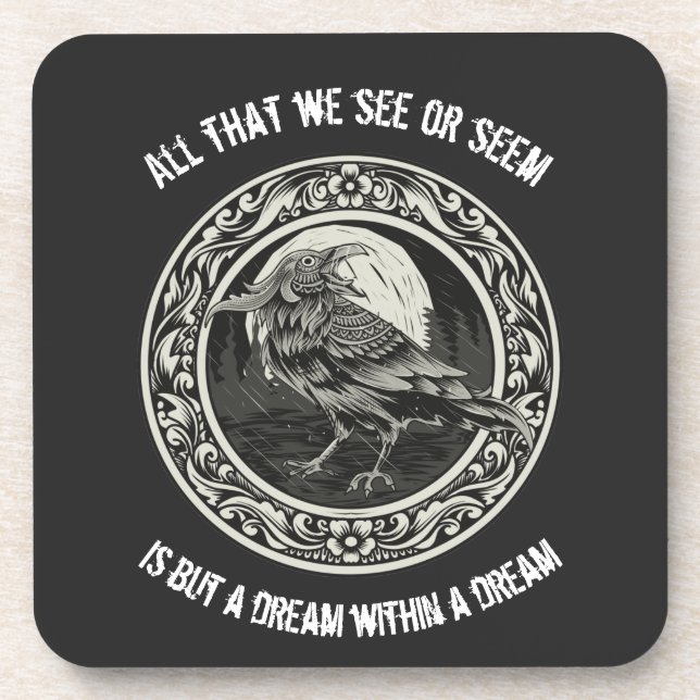 Porta-copo Edgar Allan Poe Autor Poeta Dream Raven Medallion (Frente)