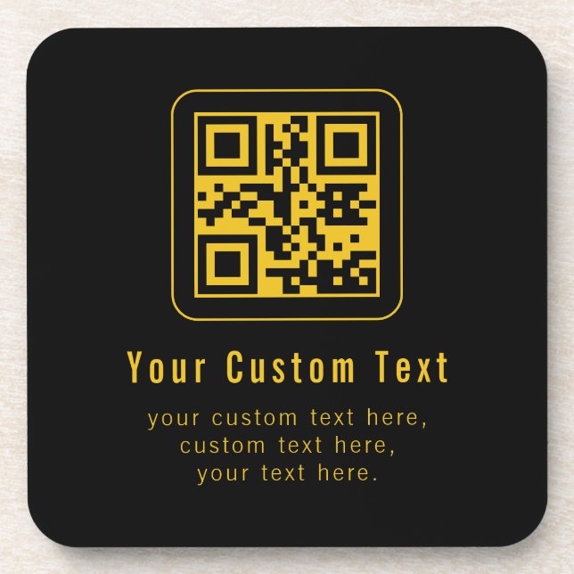 Porta-copo Editable QR Code & Text Template | Black & Gold (Frente)