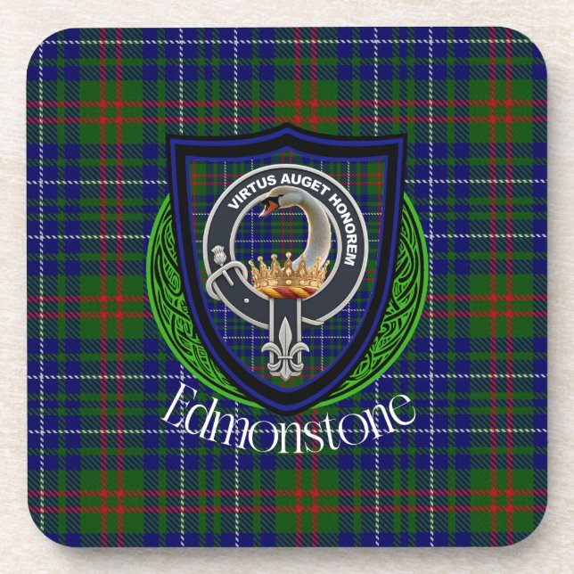 Porta-copo Edmonstone Scottish Clan Tartan & Crest (Frente)
