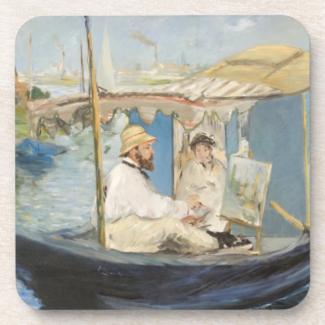 Porta-copo Edouard Manet - Pintura Monet no Barco Estúdio (Frente)