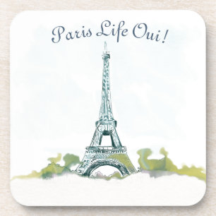 Porta-copo Eiffel Tower Paris Caneta e desenho de cor d'água