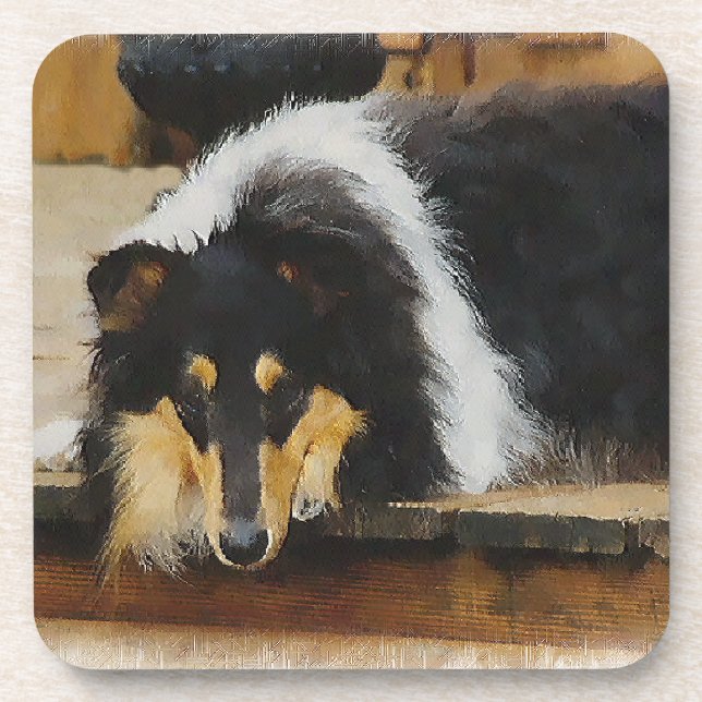 Porta-copo Ela Espera Três Collie (Frente)