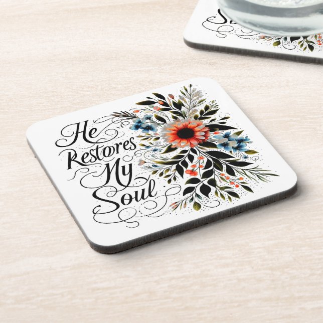 Porta-copo Ele restaura minha alma floral (Left Side)