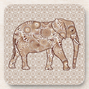 Porta-copo Elefante de espiral fractal - castanho e esticado