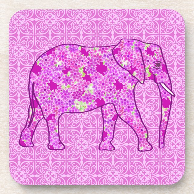 Porta-copo Elefante de flor - orquídea e magenta (Frente)
