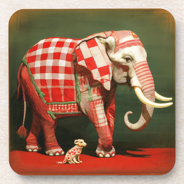 Porta-copo Elefante Rosa E Chihuahua Bolinhas (Frente)