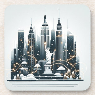 Porta-copo Elegância de Natal em Nova Iorque - Natal personal