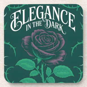 Porta-copo "Elegância no Escuro" Ilustração de Rosa Gótica