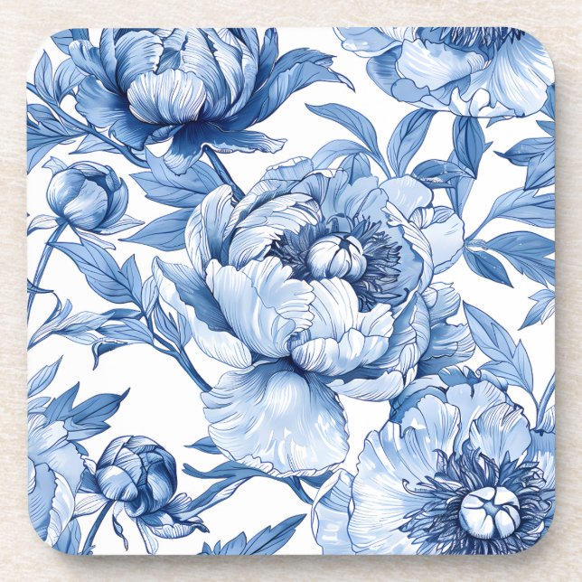 Porta-copo Elegant Botanical Blue Flowers Chic Floral Pattern (Frente)