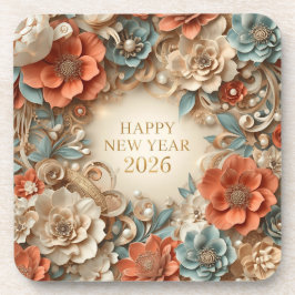 Porta-copo elegant happy new year floral coasters