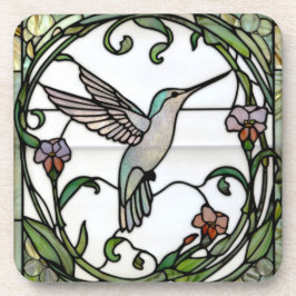 Porta-copo Elegant stain glass art nouveau hummingbird