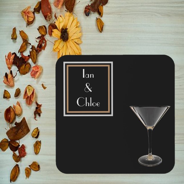 Porta-copo Elegante Art Deco Black Martini Glass (Criador carregado)