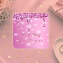 Elegante Brilho Rosa Quente Drip Despedida de Solt