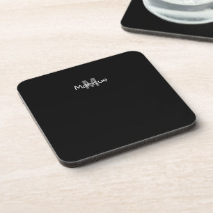 Porta-copo Elegante com Monograma Preto