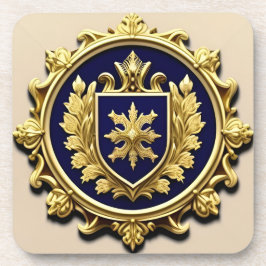 Porta-copo Elegante Crista Ornamental Dourada com Escudo