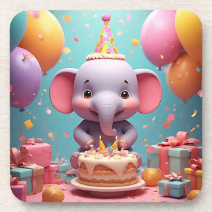 Porta-copo Elegante Elefante de Desenho Animado Celebrando An
