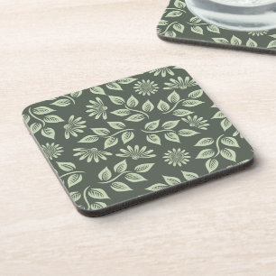 Porta-copo Elegante Floral Vintage Verde Salvia
