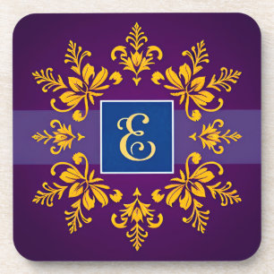 Porta-copo Elegante Letra E Barroca Dourada