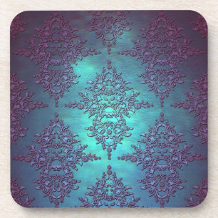 Porta-copo Elegante Padrão Damasko de Azul-turquesa a Roxo