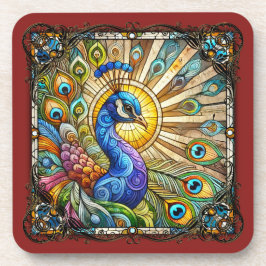 Porta-copo Elegante Pavão em Vidro Policromado Art Nouveau
