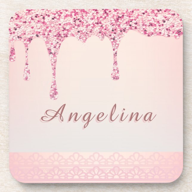 Porta-copo Elegante Pingente Brilho Glamour Base para Copos (Frente)
