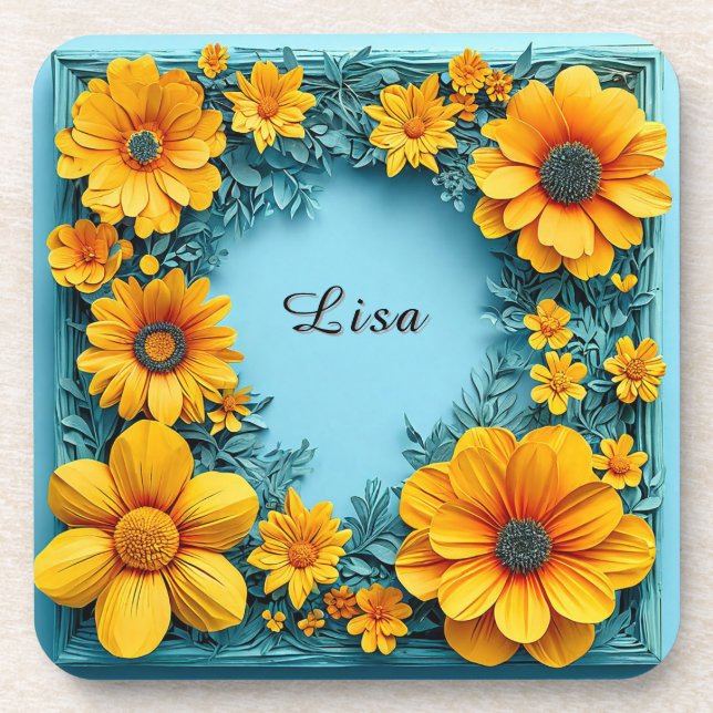 Porta-copo Elegante Quadro Floral (Frente)
