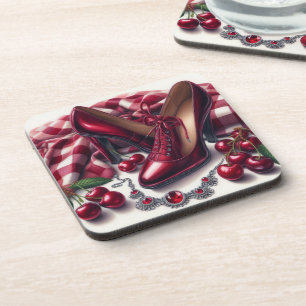 Porta-copo Elegante Red High Heels com Cereja