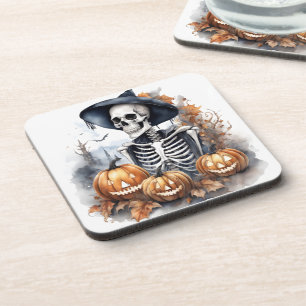 Porta-copo Elegante Skeleton Halloween Watercolor