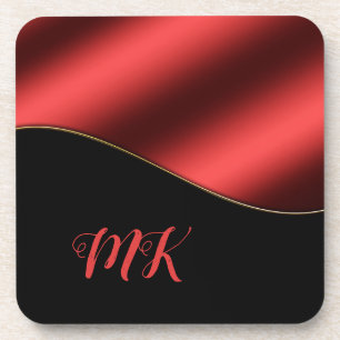 Porta-copo Elegante Vermelho e Negro Clássico Monograma