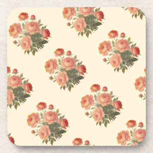 Porta-copo Elegantes Peônias Rosa Floral Vintage