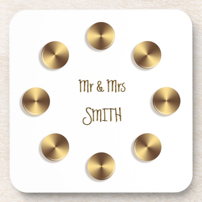 Porta-copo elemento 3D do ouro (Frente)