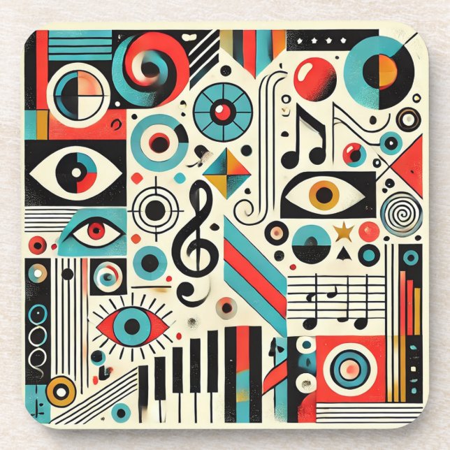 Porta-copo Elementos Musicais e Artísticos (Frente)