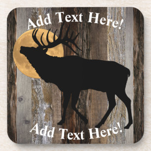 Porta-copo Elk Full Moon Vintage Madeira Rústica Madeira