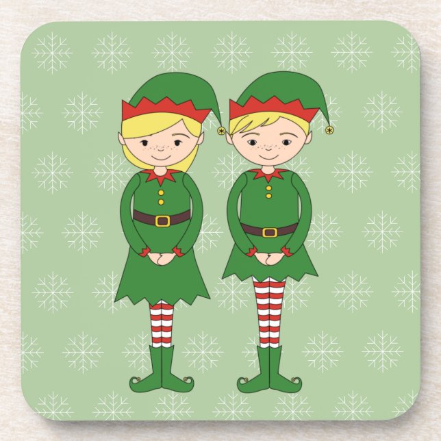 Porta-copo Elves de Natal ilusima Verde (Frente)