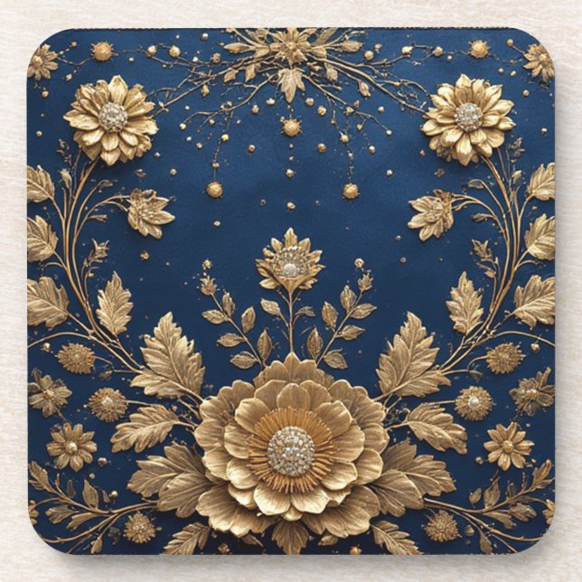 Porta-copo Embelezamento Floral Dourado (Frente)