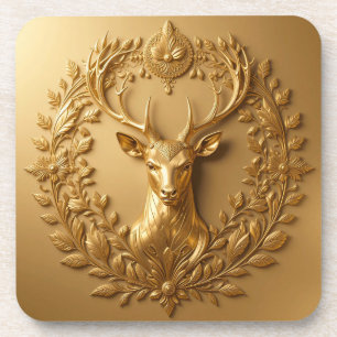 Porta-copo Emblema de Veado Dourado