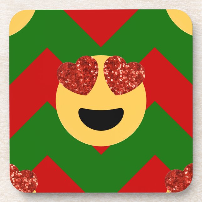 Porta-copo emoji do coração de natal (Frente)