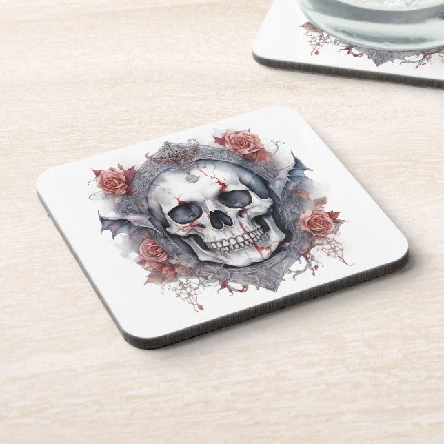 Porta-copo Encantando Arte Caveira Vampiro do Halloween (Left Side)