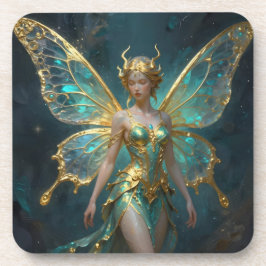 Porta-copo Enchanted Fairy in Gold and Turquoise 