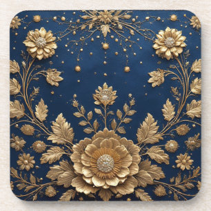 Porta-copo Enfeite Floral Dourado