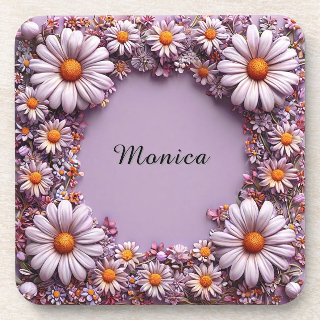 Porta-copo Enfeite Minimalista de Moldura Floral Lilás Elegan (Frente)