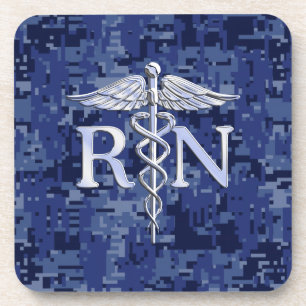 Porta-copo Enfermeiro Registrado RN Caduceus em Blue Camo