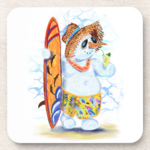 Porta-copo Engraçado Summer Snowman Surfer bebe coquetel fres
