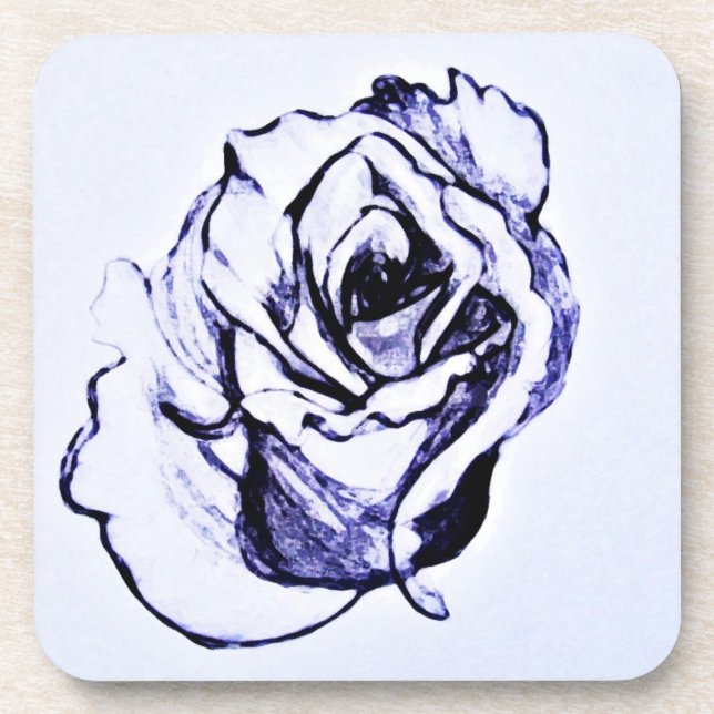 Porta-copo Esboço à mão de flor de rosa (Frente)