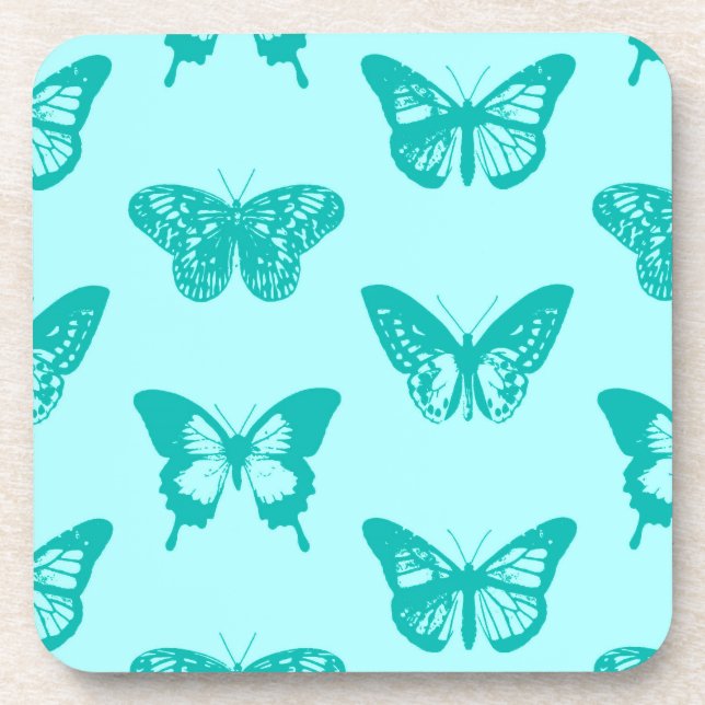 Porta-copo Esboço da borboleta, aqua e turquesa (Frente)