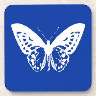 Porta-copo Esboço da borboleta, azul de cobalto e branco