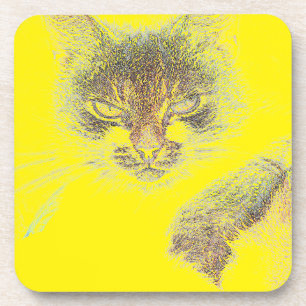 Porta-copo Esboço de Rosto de Gata Fofo e Bravo