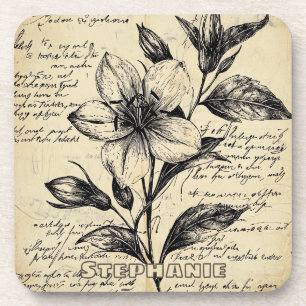 Porta-copo Esboço Floral Russo com Caligrafia - Idade (5)
